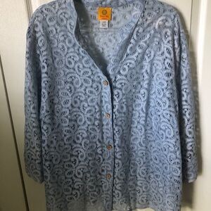 Ruby Rd. Blue Lace Button Down Size 24W
